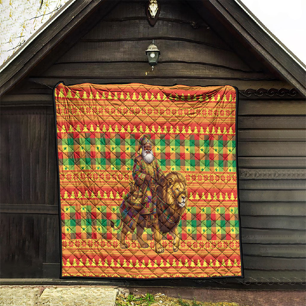 Senegal Christmas Santa Lion Quilt Thioub Traditional Woven Textile Motif