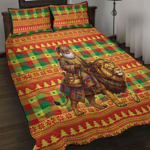 Senegal Christmas Santa Lion Quilt Bed Set Thioub Traditional Woven Textile Motif