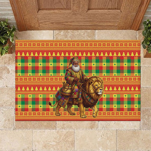 Senegal Christmas Santa Lion Rubber Doormat Thioub Traditional Woven Textile Motif