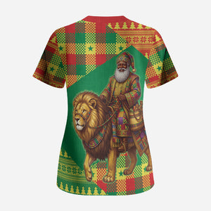 Senegal Christmas Santa Lion Scrub Top Thioub Traditional Woven Textile Motif