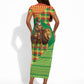 Senegal Christmas Santa Lion Short Sleeve Bodycon Dress Thioub Traditional Woven Textile Motif