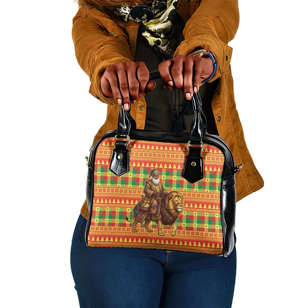 Senegal Christmas Santa Lion Shoulder Handbag Thioub Traditional Woven Textile Motif