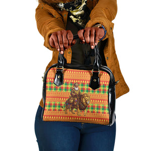 Senegal Christmas Santa Lion Shoulder Handbag Thioub Traditional Woven Textile Motif