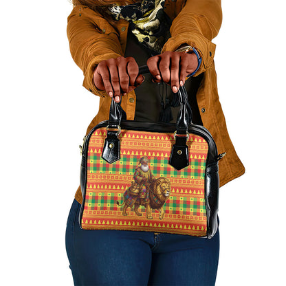 Senegal Christmas Santa Lion Shoulder Handbag Thioub Traditional Woven Textile Motif