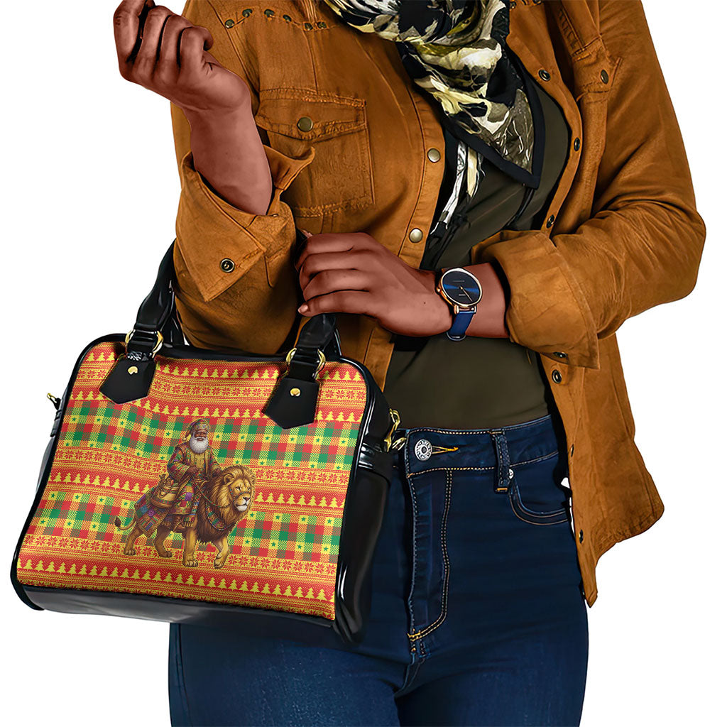 Senegal Christmas Santa Lion Shoulder Handbag Thioub Traditional Woven Textile Motif