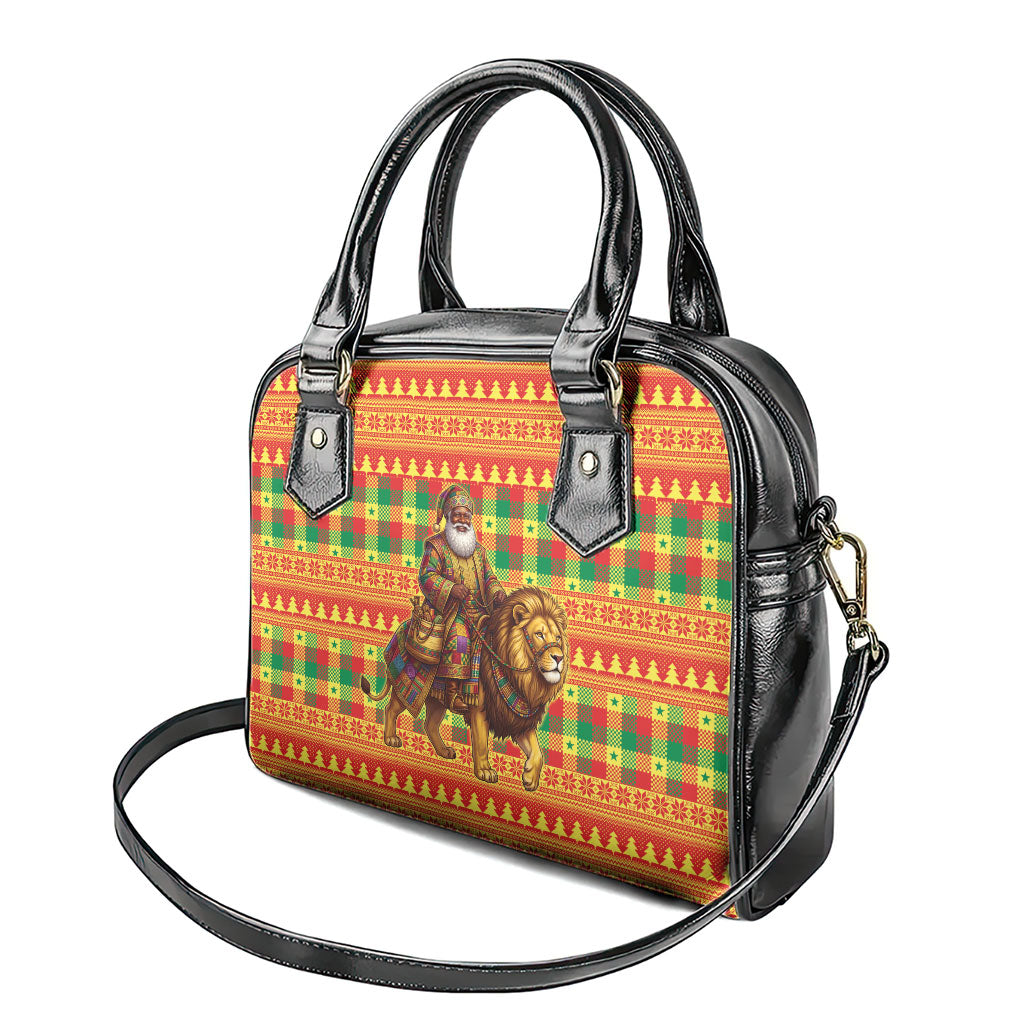 Senegal Christmas Santa Lion Shoulder Handbag Thioub Traditional Woven Textile Motif