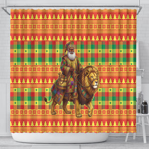 Senegal Christmas Santa Lion Shower Curtain Thioub Traditional Woven Textile Motif