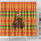 Senegal Christmas Santa Lion Shower Curtain Thioub Traditional Woven Textile Motif
