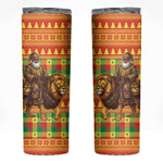 Senegal Christmas Santa Lion Skinny Tumbler Thioub Traditional Woven Textile Motif