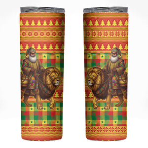Senegal Christmas Santa Lion Skinny Tumbler Thioub Traditional Woven Textile Motif
