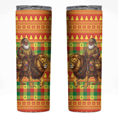Senegal Christmas Santa Lion Skinny Tumbler Thioub Traditional Woven Textile Motif