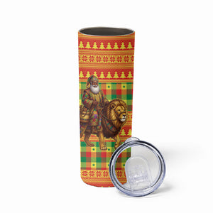Senegal Christmas Santa Lion Skinny Tumbler Thioub Traditional Woven Textile Motif