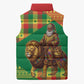 Senegal Christmas Santa Lion Sleeveless Puffer Jacket Thioub Traditional Woven Textile Motif