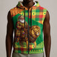 Senegal Christmas Santa Lion Sleeveless Zip Hoodie Thioub Traditional Woven Textile Motif