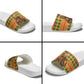 Senegal Christmas Santa Lion Slide Sandals Thioub Traditional Woven Textile Motif