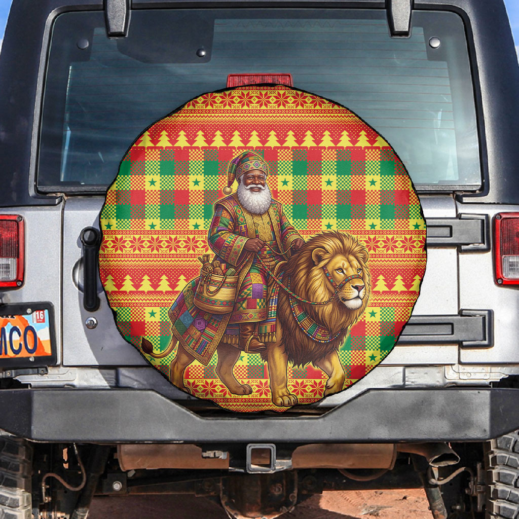 Senegal Christmas Santa Lion Spare Tire Cover Thioub Traditional Woven Textile Motif