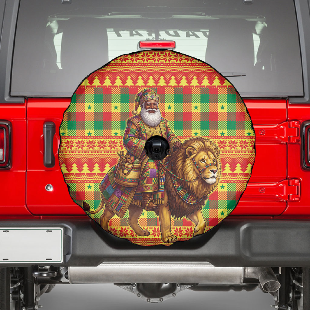 Senegal Christmas Santa Lion Spare Tire Cover Thioub Traditional Woven Textile Motif