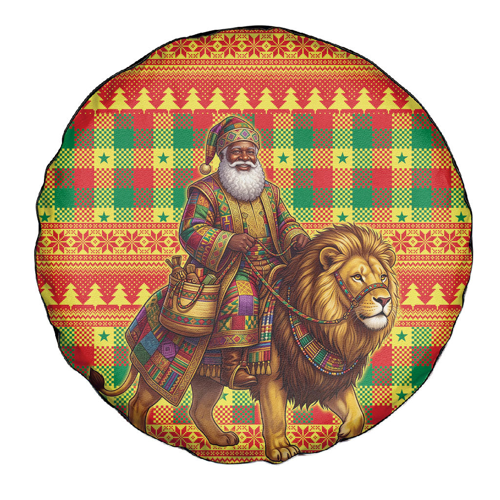 Senegal Christmas Santa Lion Spare Tire Cover Thioub Traditional Woven Textile Motif