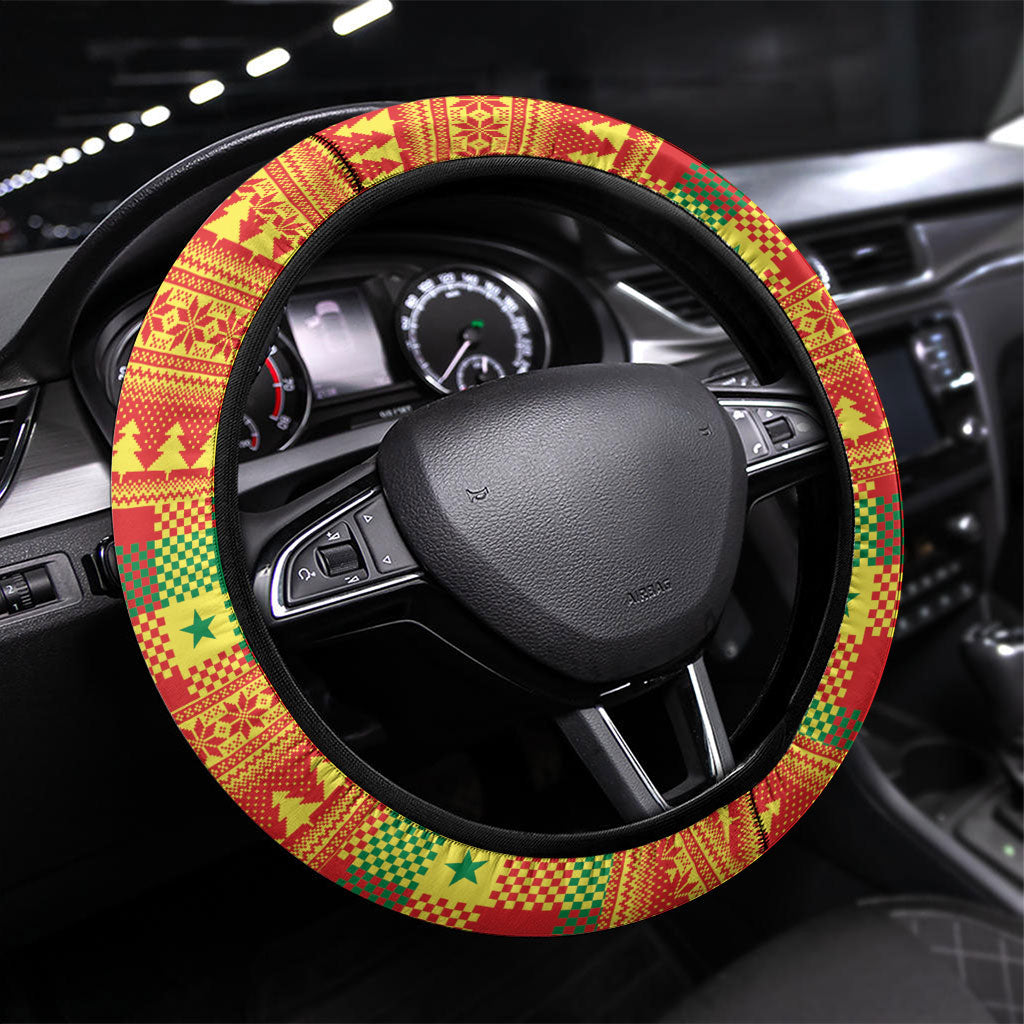 Senegal Christmas Santa Lion Steering Wheel Cover Thioub Traditional Woven Textile Motif