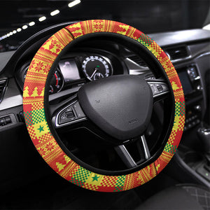 Senegal Christmas Santa Lion Steering Wheel Cover Thioub Traditional Woven Textile Motif