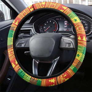 Senegal Christmas Santa Lion Steering Wheel Cover Thioub Traditional Woven Textile Motif