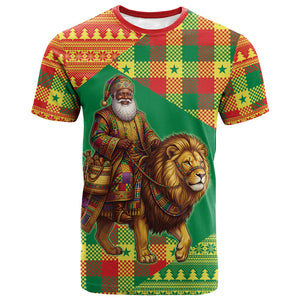 Senegal Christmas Santa Lion T shirt Thioub Traditional Woven Textile Motif