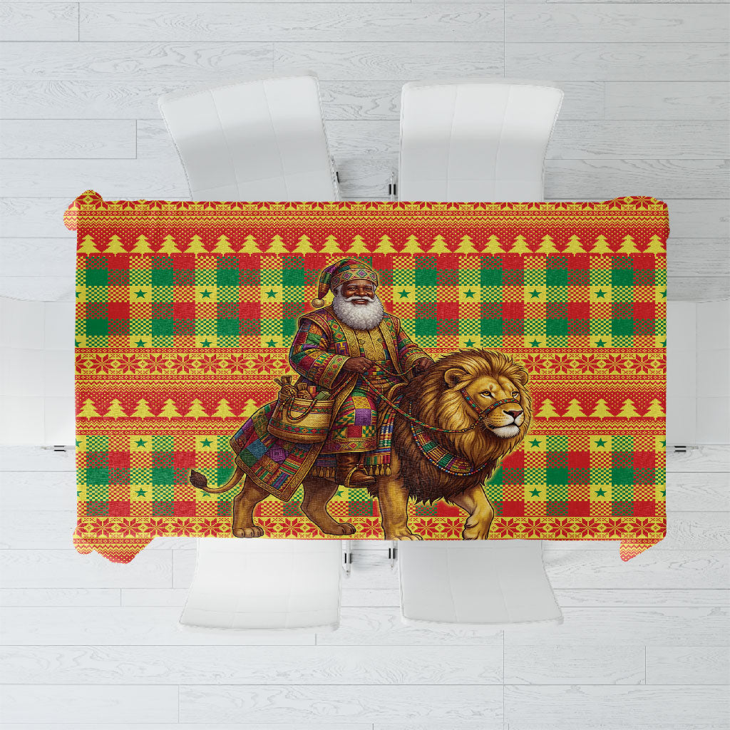Senegal Christmas Santa Lion Tablecloth Thioub Traditional Woven Textile Motif