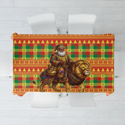 Senegal Christmas Santa Lion Tablecloth Thioub Traditional Woven Textile Motif