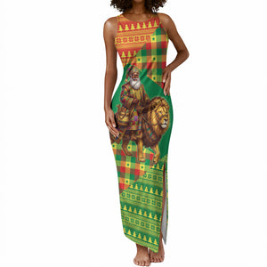 Senegal Christmas Santa Lion Tank Maxi Dress Thioub Traditional Woven Textile Motif