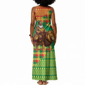 Senegal Christmas Santa Lion Tank Maxi Dress Thioub Traditional Woven Textile Motif