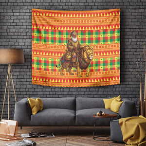 Senegal Christmas Santa Lion Tapestry Thioub Traditional Woven Textile Motif