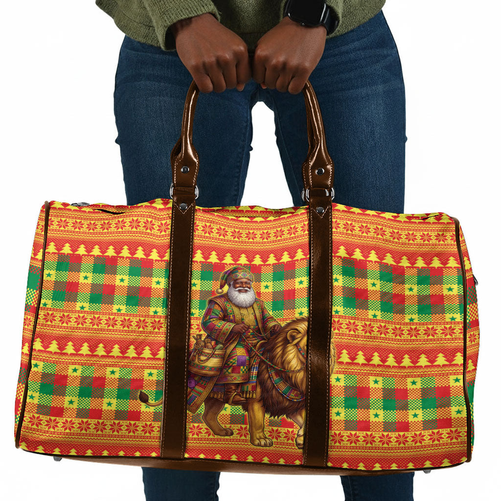 Senegal Christmas Santa Lion Travel Bag Thioub Traditional Woven Textile Motif