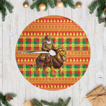 Senegal Christmas Santa Lion Tree Skirt Thioub Traditional Woven Textile Motif