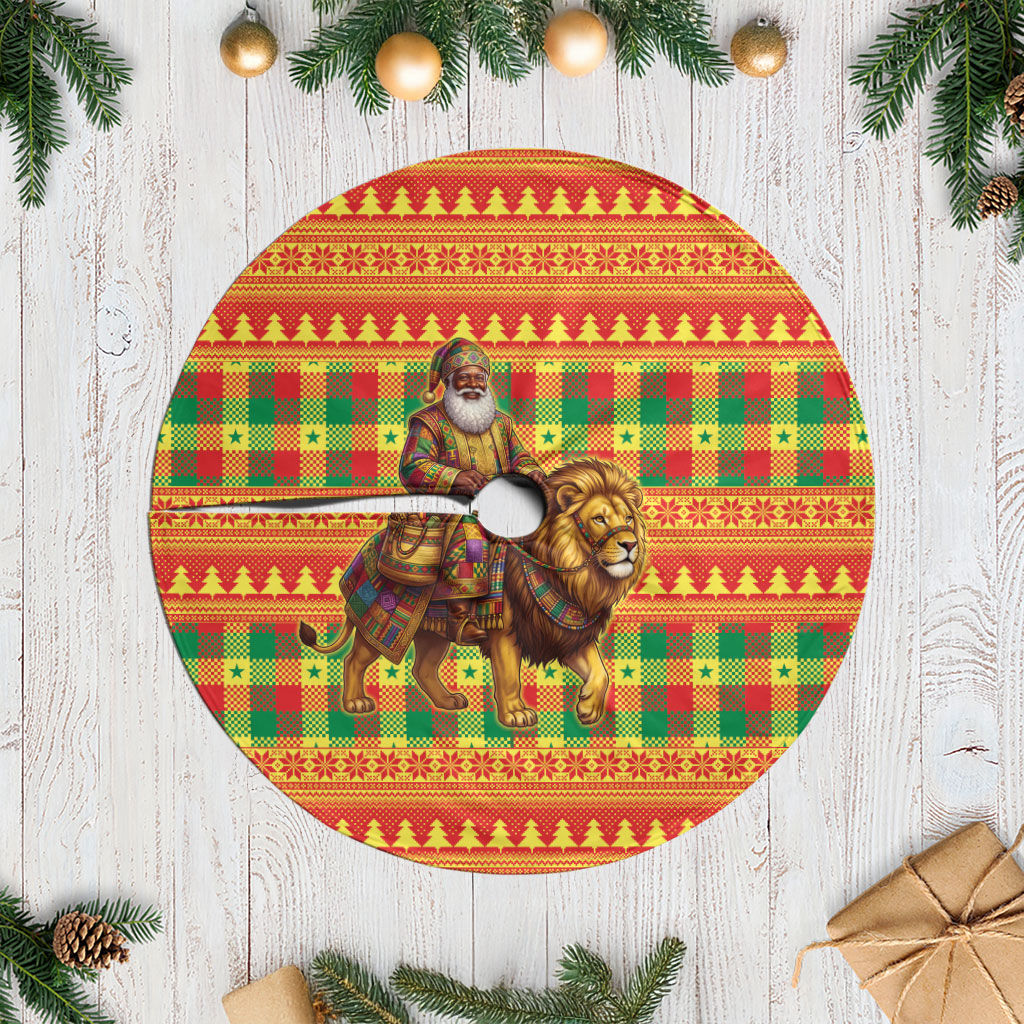 Senegal Christmas Santa Lion Tree Skirt Thioub Traditional Woven Textile Motif