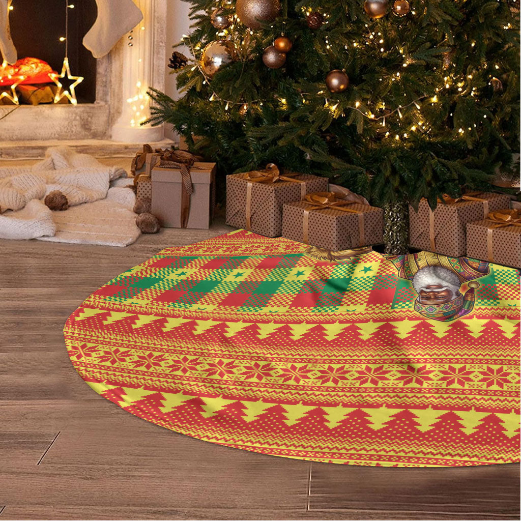 Senegal Christmas Santa Lion Tree Skirt Thioub Traditional Woven Textile Motif