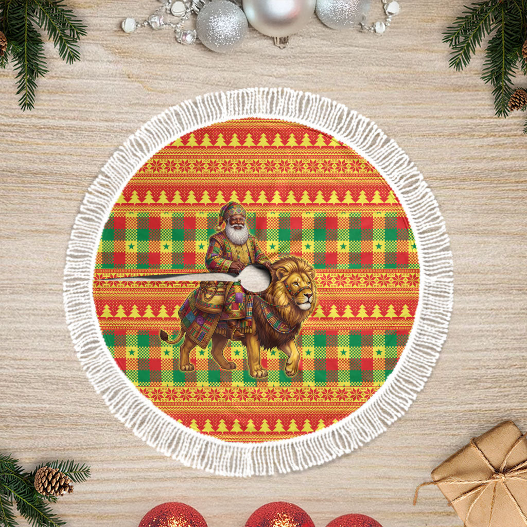 Senegal Christmas Santa Lion Tree Skirt Thioub Traditional Woven Textile Motif