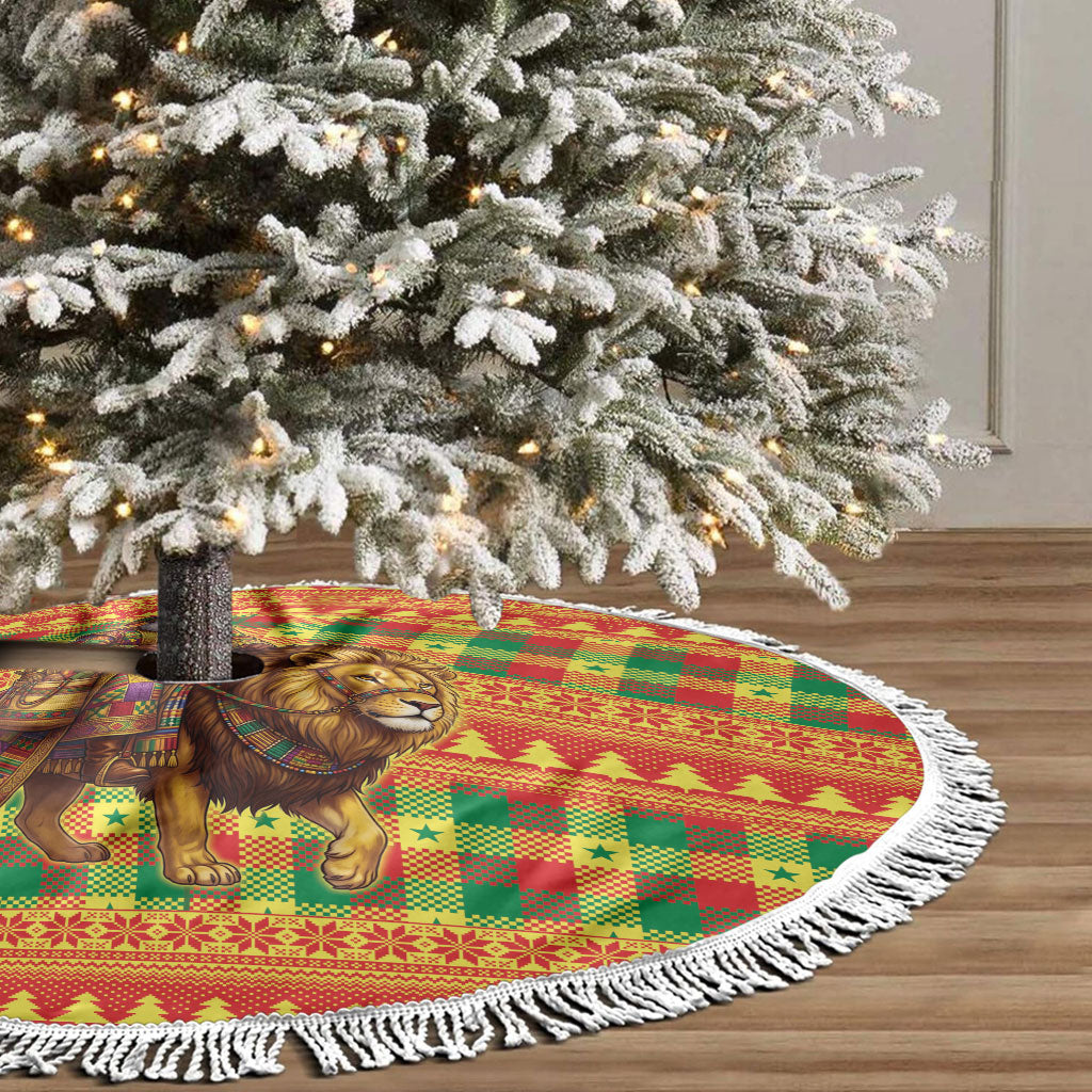 Senegal Christmas Santa Lion Tree Skirt Thioub Traditional Woven Textile Motif