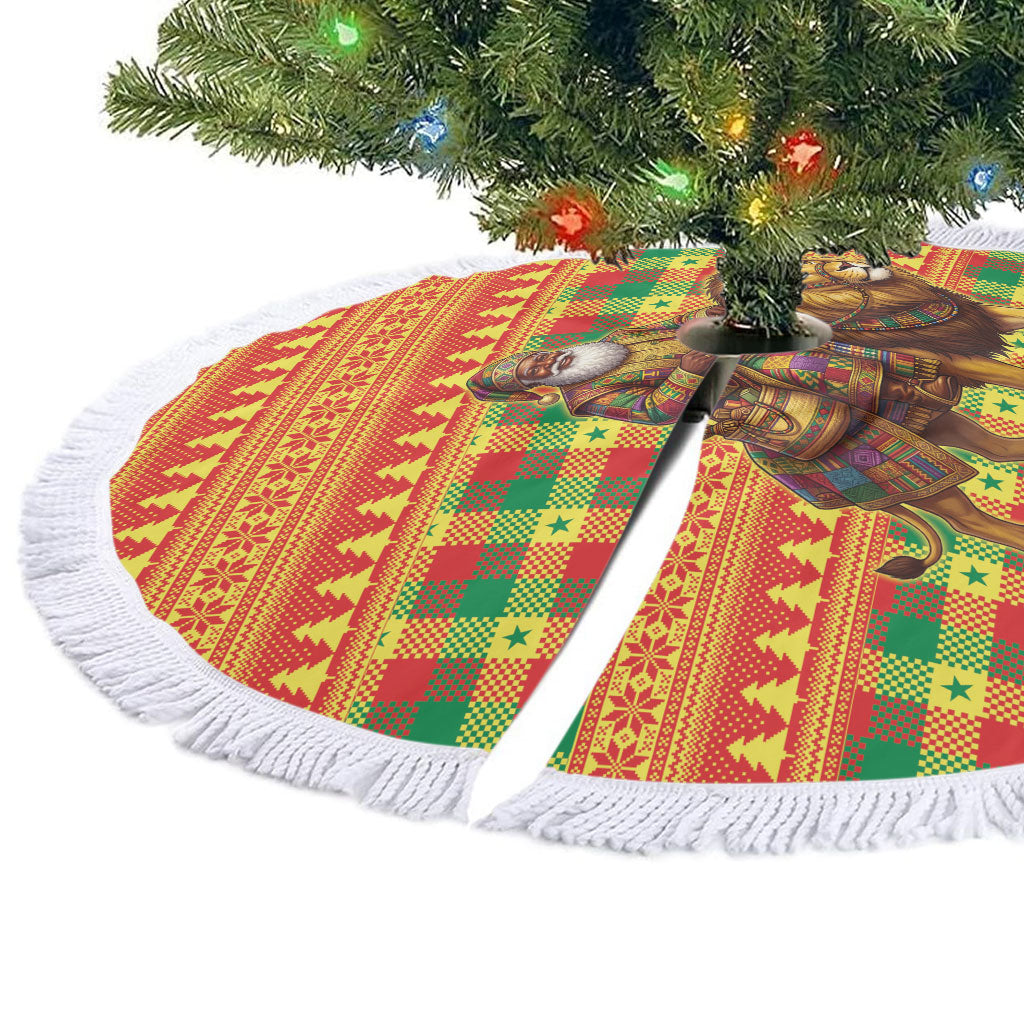 Senegal Christmas Santa Lion Tree Skirt Thioub Traditional Woven Textile Motif