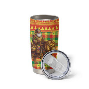 Senegal Christmas Santa Lion Tumbler Cup Thioub Traditional Woven Textile Motif