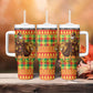 Senegal Christmas Santa Lion Tumbler With Handle Thioub Traditional Woven Textile Motif