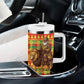 Senegal Christmas Santa Lion Tumbler With Handle Thioub Traditional Woven Textile Motif