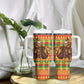 Senegal Christmas Santa Lion Tumbler With Handle Thioub Traditional Woven Textile Motif