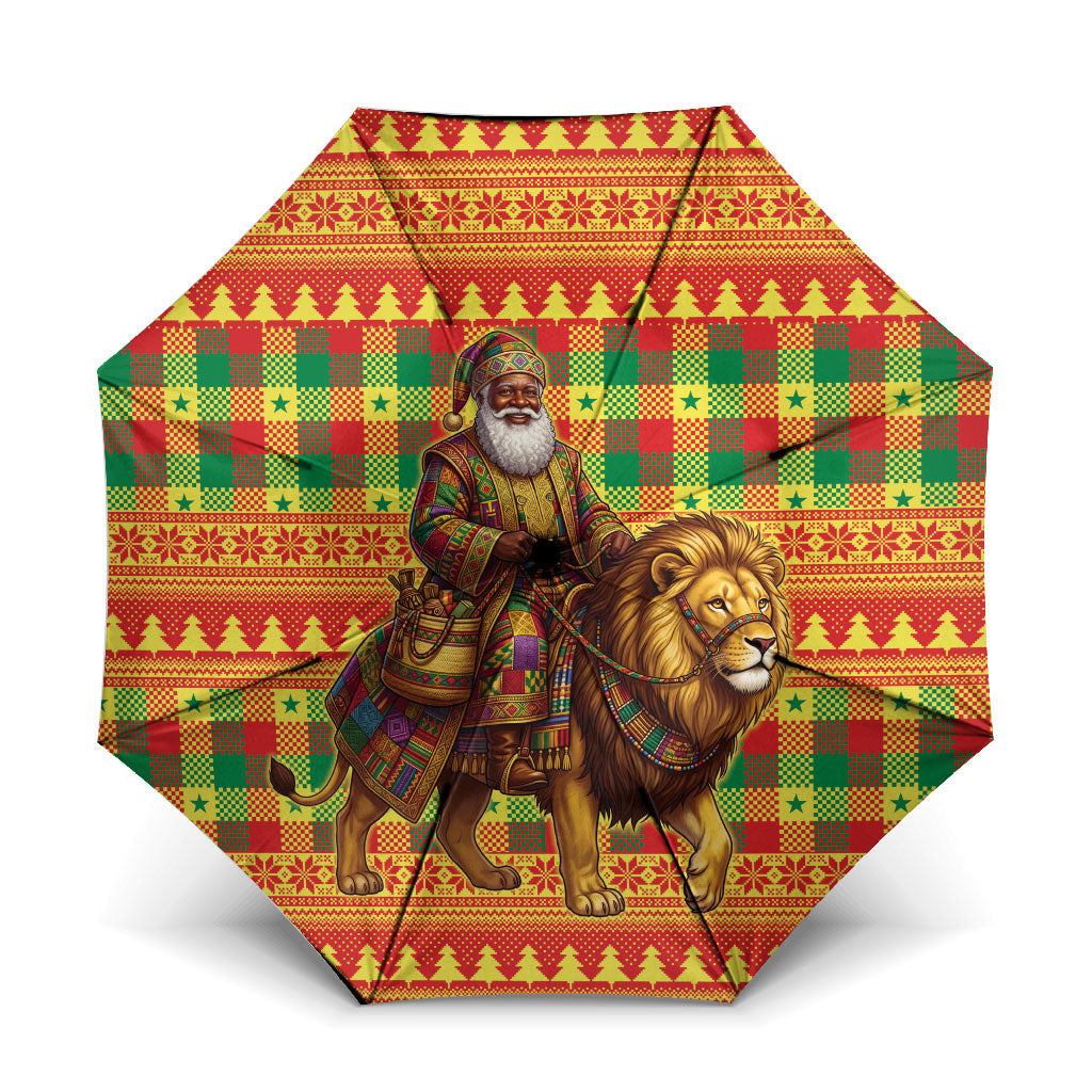 Senegal Christmas Santa Lion Umbrella Thioub Traditional Woven Textile Motif