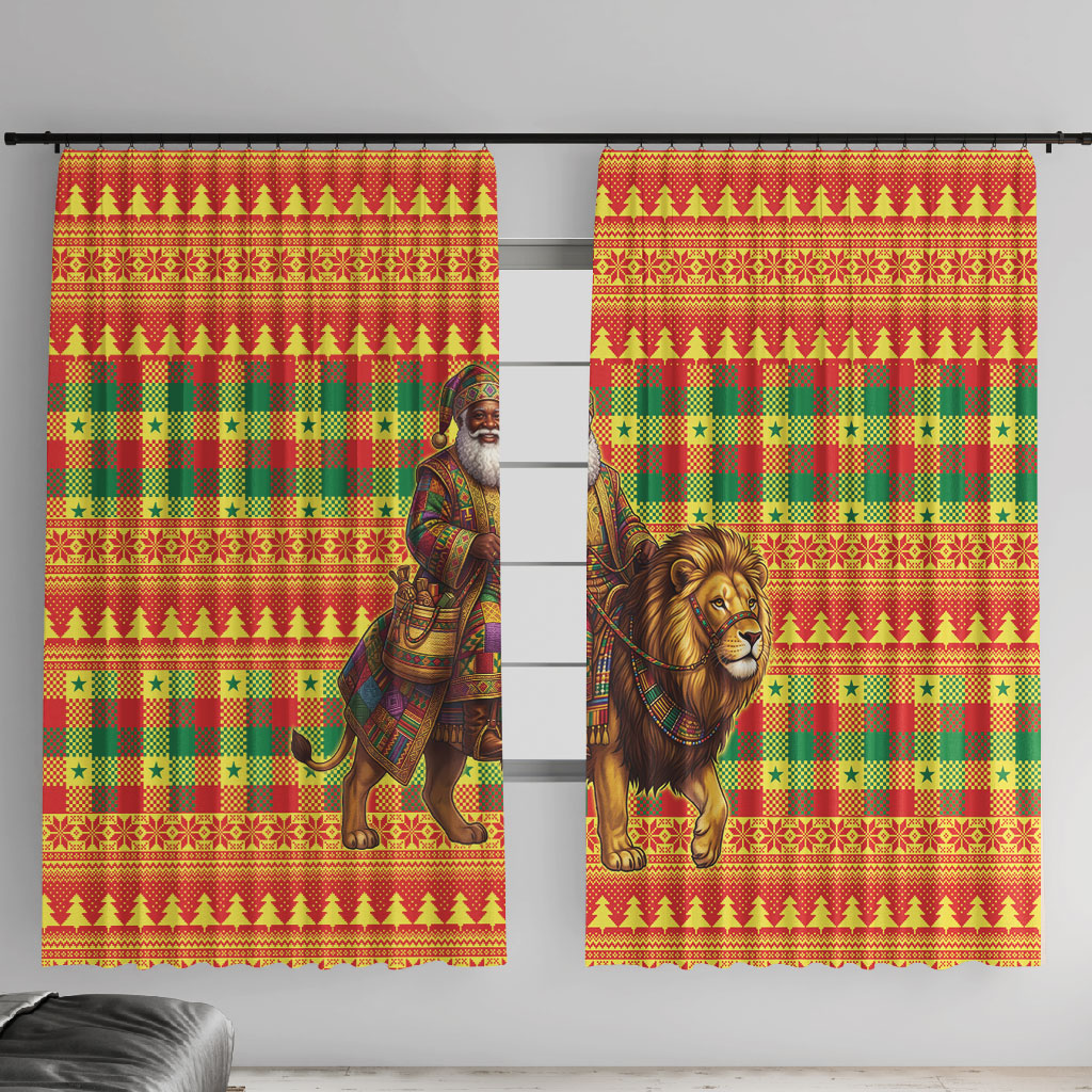 Senegal Christmas Santa Lion Window Curtain Thioub Traditional Woven Textile Motif