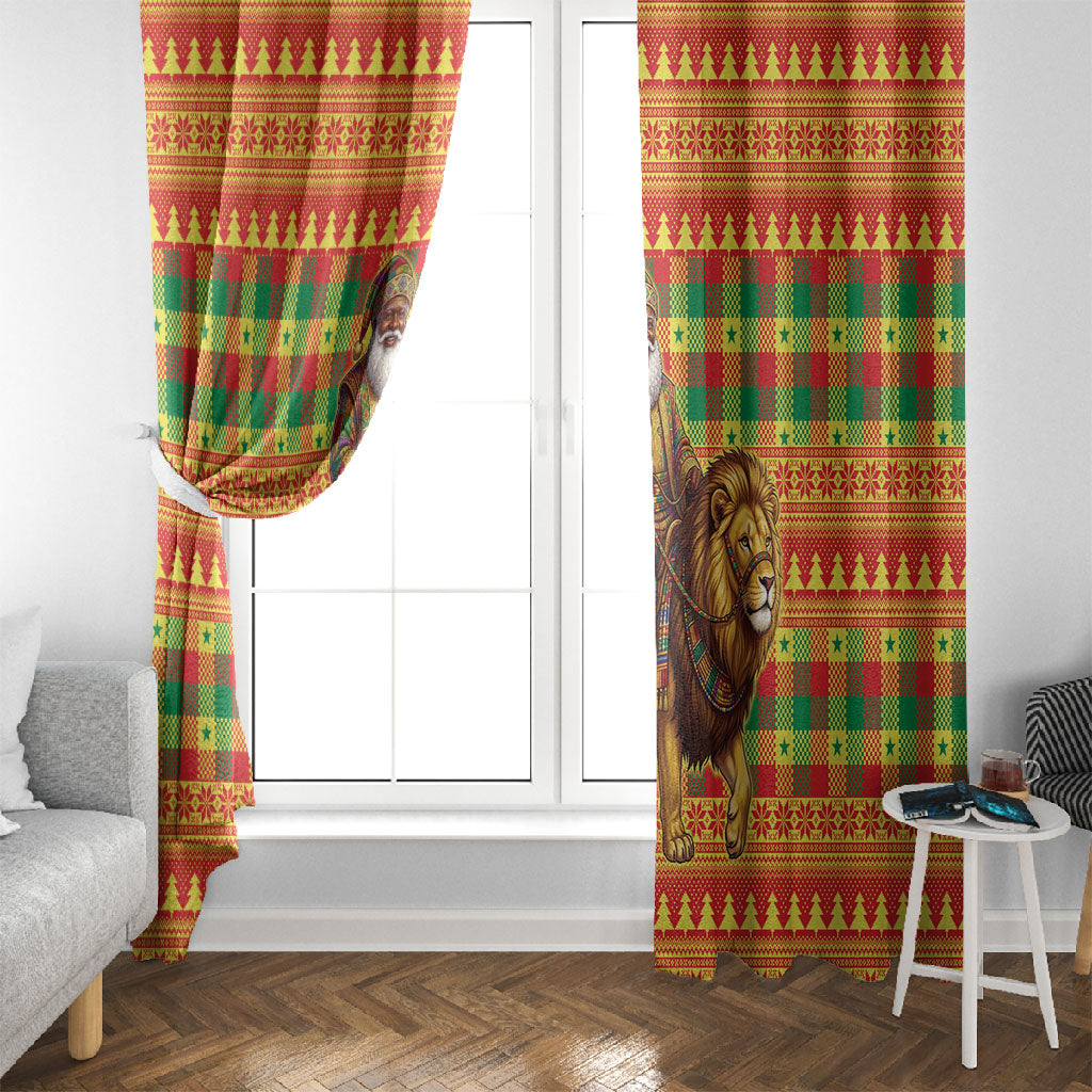 Senegal Christmas Santa Lion Window Curtain Thioub Traditional Woven Textile Motif