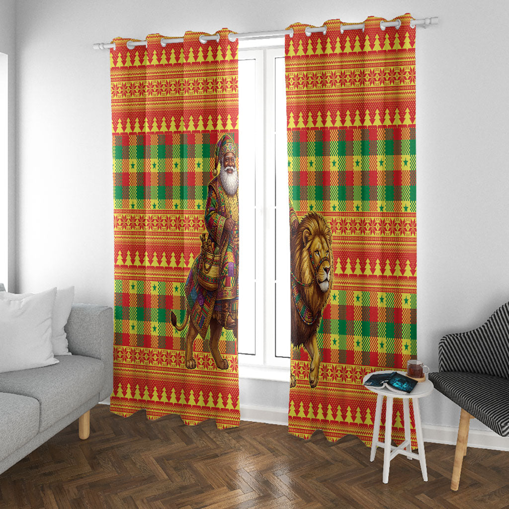 Senegal Christmas Santa Lion Window Curtain Thioub Traditional Woven Textile Motif