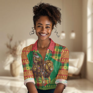 Senegal Christmas Santa Lion Women Casual Shirt Thioub Traditional Woven Textile Motif