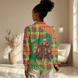 Senegal Christmas Santa Lion Women Casual Shirt Thioub Traditional Woven Textile Motif