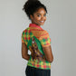 Senegal Christmas Santa Lion Women Polo Shirt Thioub Traditional Woven Textile Motif