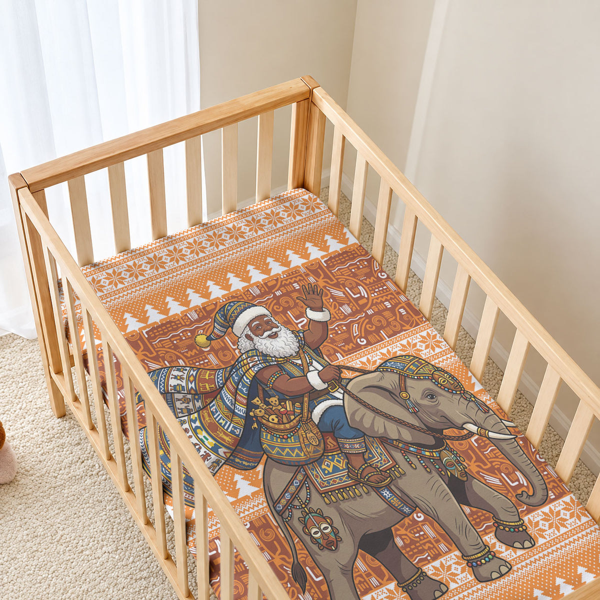 Cote d’Ivoire Christmas Santa Elephant Baby Bed Cover Baoule Woven Inspired